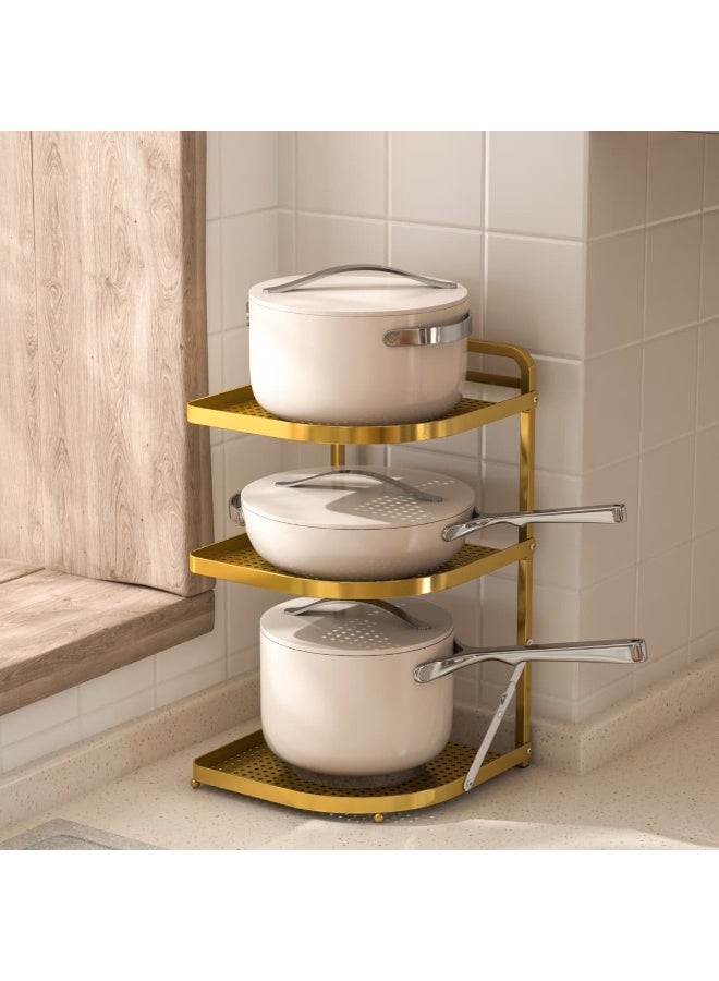 Smart Storage 💫Premium 3-Tier Corner Countertop Organizer – Carbon Steel Kitchen Spice & Storage Rack (Gold). - Image 5
