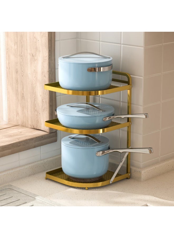 Smart Storage 💫Premium 3-Tier Corner Countertop Organizer – Carbon Steel Kitchen Spice & Storage Rack (Gold). - Image 4
