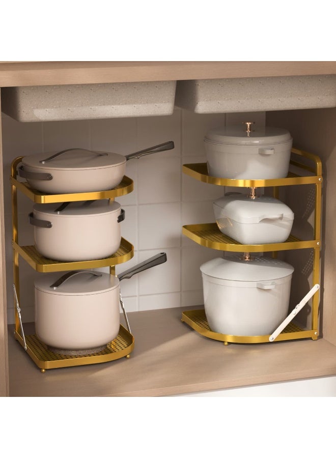 Smart Storage 💫Premium 3-Tier Corner Countertop Organizer – Carbon Steel Kitchen Spice & Storage Rack (Gold). - Image 1