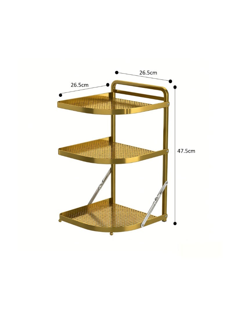 Smart Storage 💫Premium 3-Tier Corner Countertop Organizer – Carbon Steel Kitchen Spice & Storage Rack (Gold). - Image 2