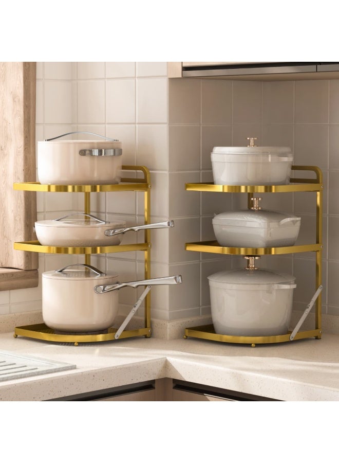 Smart Storage 💫Premium 3-Tier Corner Countertop Organizer – Carbon Steel Kitchen Spice & Storage Rack (Gold). - Image 3