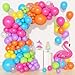 Amandir 153pcs Summer Tropical Balloon Arch Garland Kit Different Sizes 18 12 10 5inch Hot Pink Green Blue Yellow Purple Orange Rainbow Balloons for Hawaiian Luau Aloha Birthday Pool Party Decorations - Image 2