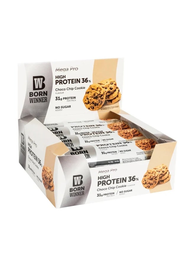 Born Winner Mega PRO Protein Bar 1 Box (12 Bars × 85g) / Cookie Chip Choco – 31g Protein Per Bar, High Protein Mega Size Multi-Layer Bar, No Added Sugar, Supports Muscle Growth, Recovery & Healthy Snacking - Image 1
