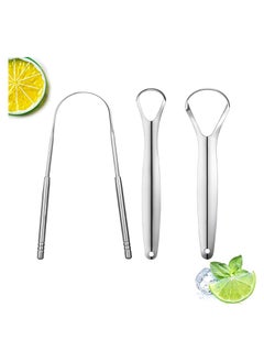 RATSAW 3 Pcs Tongue Cleaner Tongue Scraper For Adults Portable Stainless Steel Oral Care Device Oral Cleaning Tool For Travel Bathroom  - Image 1