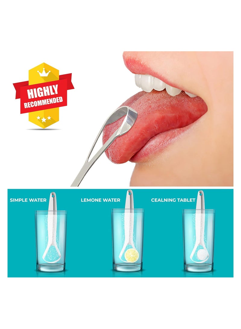 3 Pcs Tongue Cleaner Tongue Scraper For Adults Portable Stainless Steel Oral Care Device Oral Cleaning Tool For Travel Bathroom