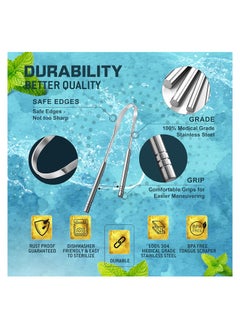 RATSAW 3 Pcs Tongue Cleaner Tongue Scraper For Adults Portable Stainless Steel Oral Care Device Oral Cleaning Tool For Travel Bathroom  - Image 2