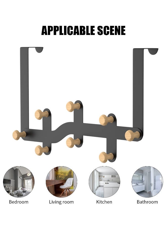 Over Door Hanger, 8 Hooks Door Hanger Over Door Hooks Coat Hooks Door Coat Hanger for Hanging Coat, Towel, Bag, Robe, Black - Image 3