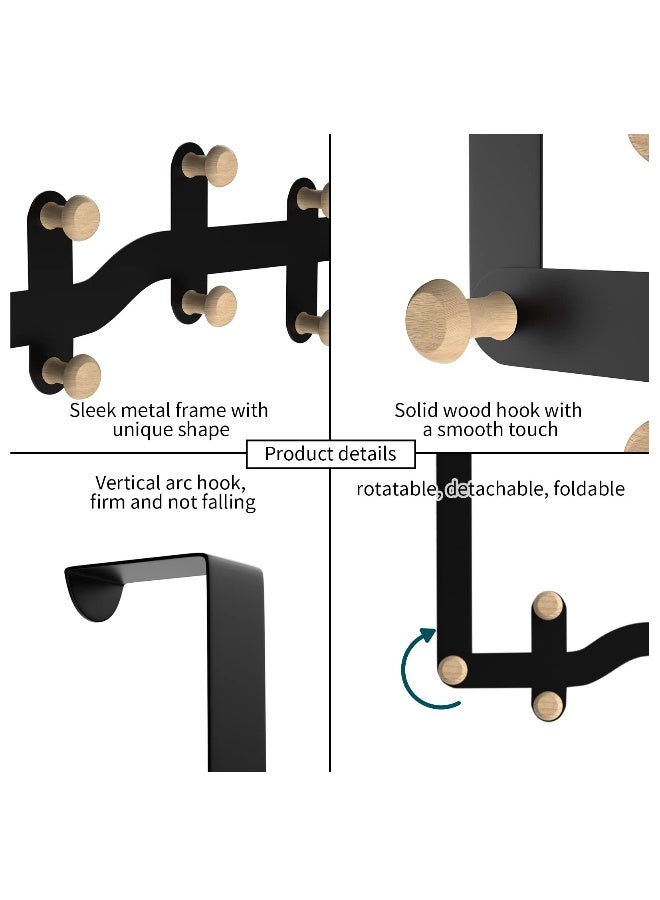 Over Door Hanger, 8 Hooks Door Hanger Over Door Hooks Coat Hooks Door Coat Hanger for Hanging Coat, Towel, Bag, Robe, Black - Image 5