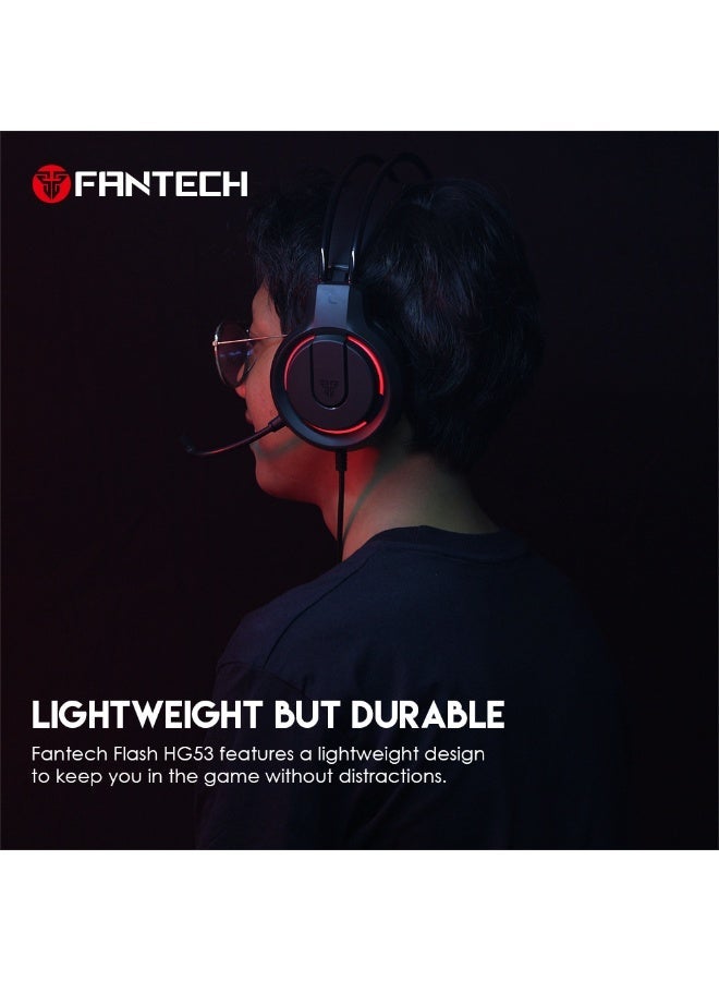FANTECH FLASH HQ53 Gaming Headset, Stereo Gaming Headphones with Built-in Microphone, Comfortable Over-Ear Design for PC & Laptop – Black - Image 3