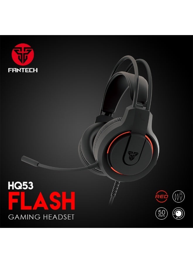 FANTECH FLASH HQ53 Gaming Headset, Stereo Gaming Headphones with Built-in Microphone, Comfortable Over-Ear Design for PC & Laptop – Black - Image 2