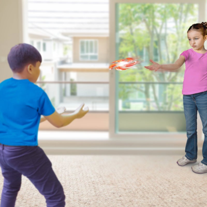 ArtCreativity Light Up Flyers Set Pack of 2 Flying Ninja Stars for Kids Light Up Flying Toys with Batteries Fun Summer Toy and Gift for Kids Red and Blue Stars - Image 4