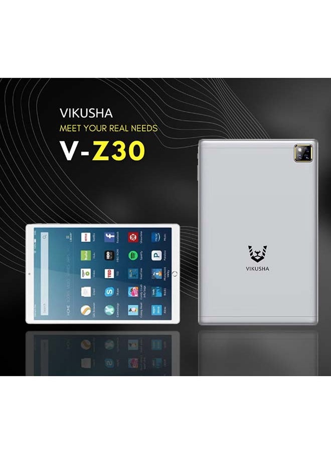 VIKUSHA - VZ-30 Smart Android Tablet 10.1-Inch Dual Sim Silver 3GB RAM 32GB 4G LTE - Image 1