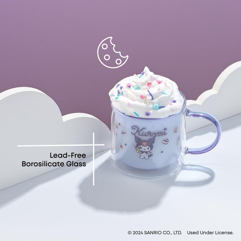 JoyJolt Hello Kitty Double Wall Insulated Coffee Mug ft Kuromi, 13.5 oz Glass Cup, Cute Drinking Glassware ideal for Latte, Iced Coffee, or Tea, Kawaii Hello Kitty Merch, Sanrio Accessories - Image 3