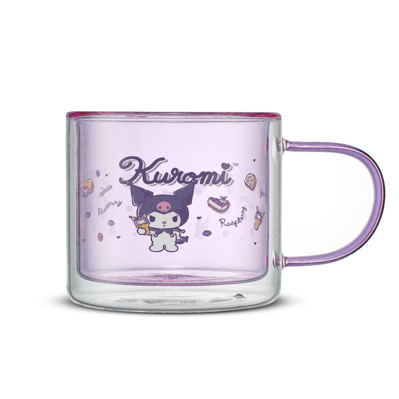JoyJolt Hello Kitty Double Wall Insulated Coffee Mug ft Kuromi, 13.5 oz Glass Cup, Cute Drinking Glassware ideal for Latte, Iced Coffee, or Tea, Kawaii Hello Kitty Merch, Sanrio Accessories - Image 1