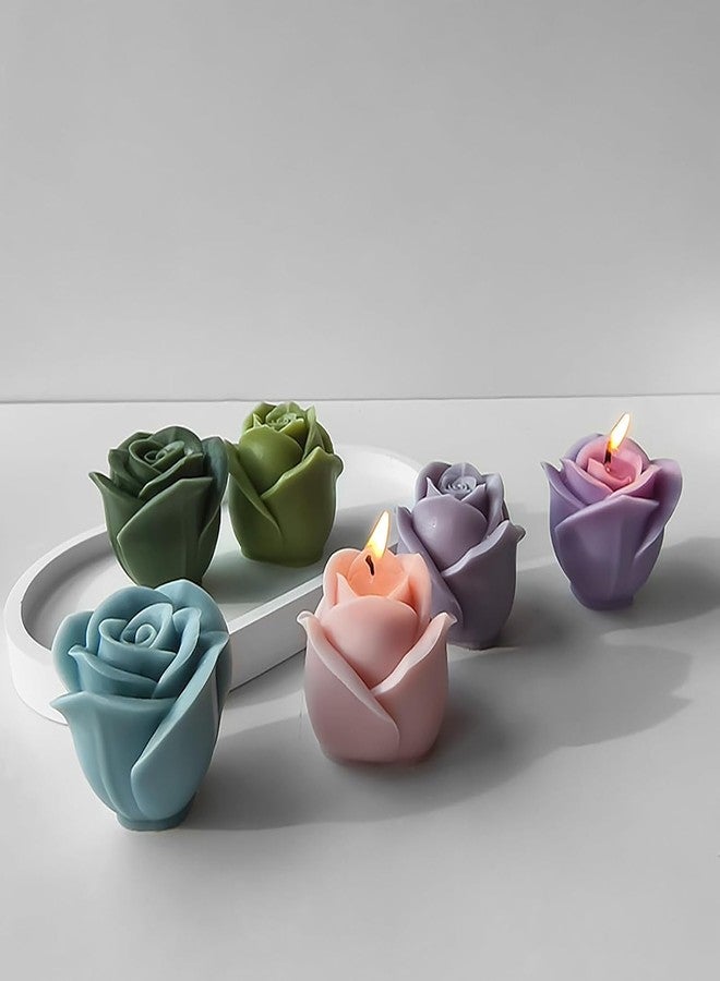 Skytail Silicone Rose Candle Mold 3D Flower Shape for Candle Making Wax Melts Aromatherapy Home Decoration Party Decor Candles Valentine's Day Rose Candle Bouquet Resin Casting Handmade Gifts - Image 5