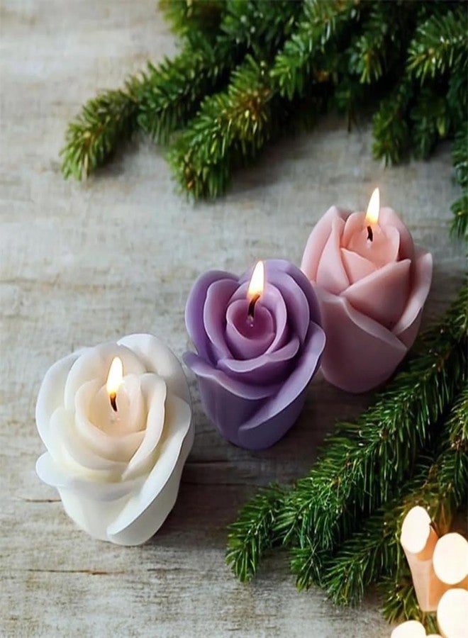 Skytail Silicone Rose Candle Mold 3D Flower Shape for Candle Making Wax Melts Aromatherapy Home Decoration Party Decor Candles Valentine's Day Rose Candle Bouquet Resin Casting Handmade Gifts - Image 3