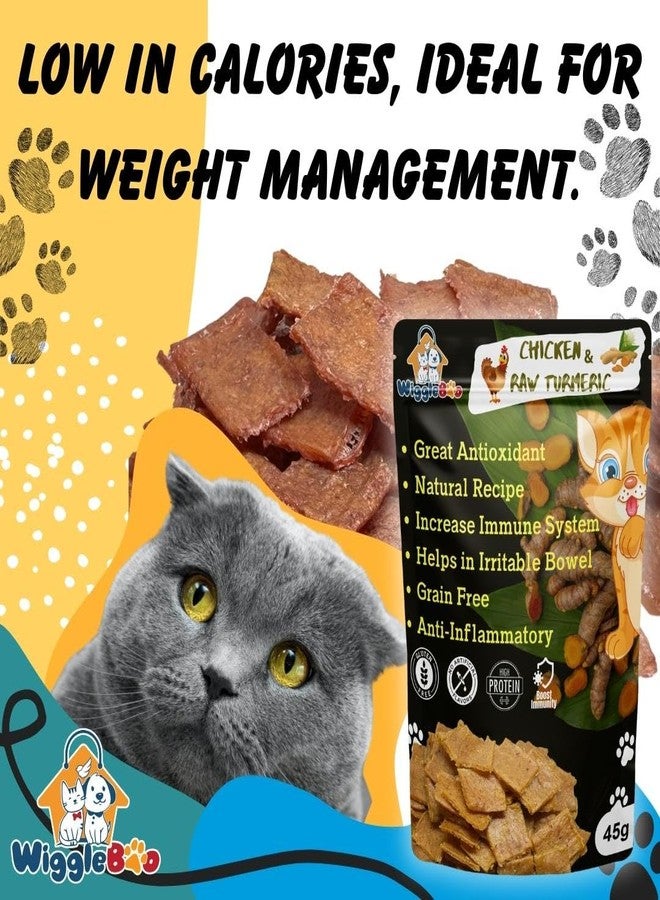 WiggleBoo Cats Natural & Crunchy Treats Chicken & Raw Turmeric, Rich in Protein & Fiber, Providing a Healthy Snack (45 Grm) - Image 5