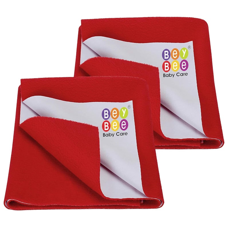Bey Bee BeyBee Dry Sheet for Double Bed (Red, 100 X 140 cm Each) -Combo Pack of 2, Polyurethane - Image 1
