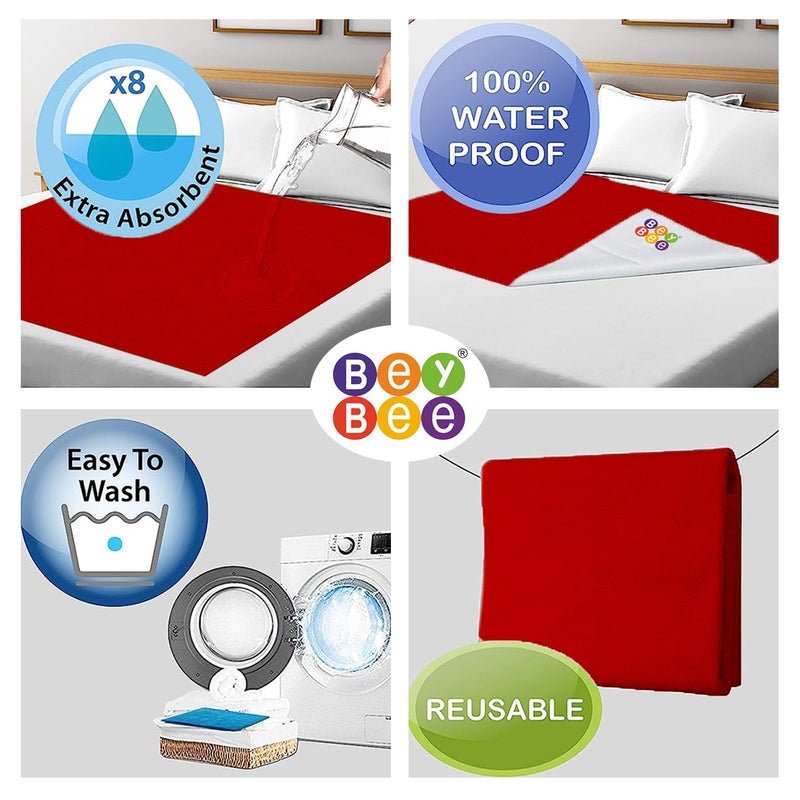 Bey Bee BeyBee Dry Sheet for Double Bed (Red, 100 X 140 cm Each) -Combo Pack of 2, Polyurethane - Image 2