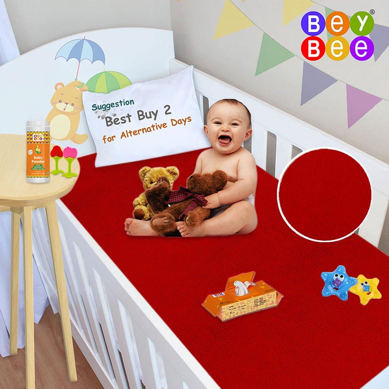 Bey Bee BeyBee Dry Sheet for Double Bed (Red, 100 X 140 cm Each) -Combo Pack of 2, Polyurethane - Image 4