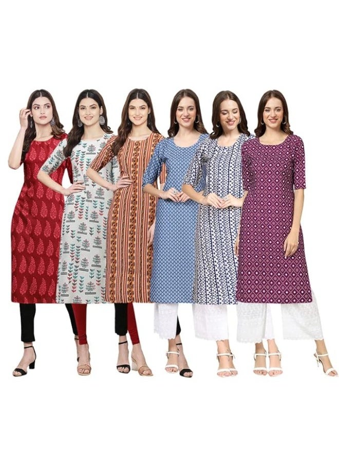 متجر Pinkmint: كورتا نسائية عصرية من قماش الكريب (عبوة من 6 قطع) - مقاس 2XL - Image 1