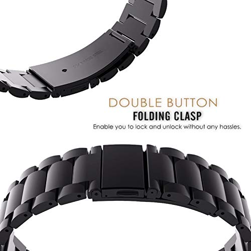 ACM Watch Strap Stainless Steel Metal 22mm compatible with Amazfit Gtr 2 Smartwatch Belt Luxury Band Royal Black - Image 4