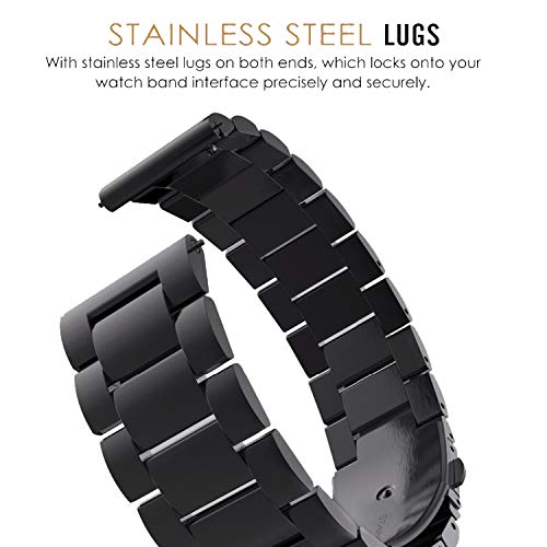 ACM Watch Strap Stainless Steel Metal 22mm compatible with Amazfit Gtr 2 Smartwatch Belt Luxury Band Royal Black - Image 5