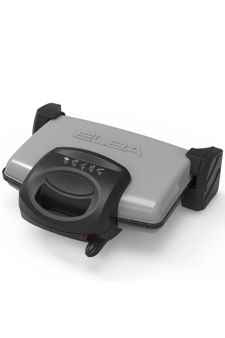 ELBA - 180° Contact Grill Sandwich Maker - Removable Non-Stick Grill Plates - 5 Heating Levels - Knob Control Temperature - Indicator Light - Italian Technology