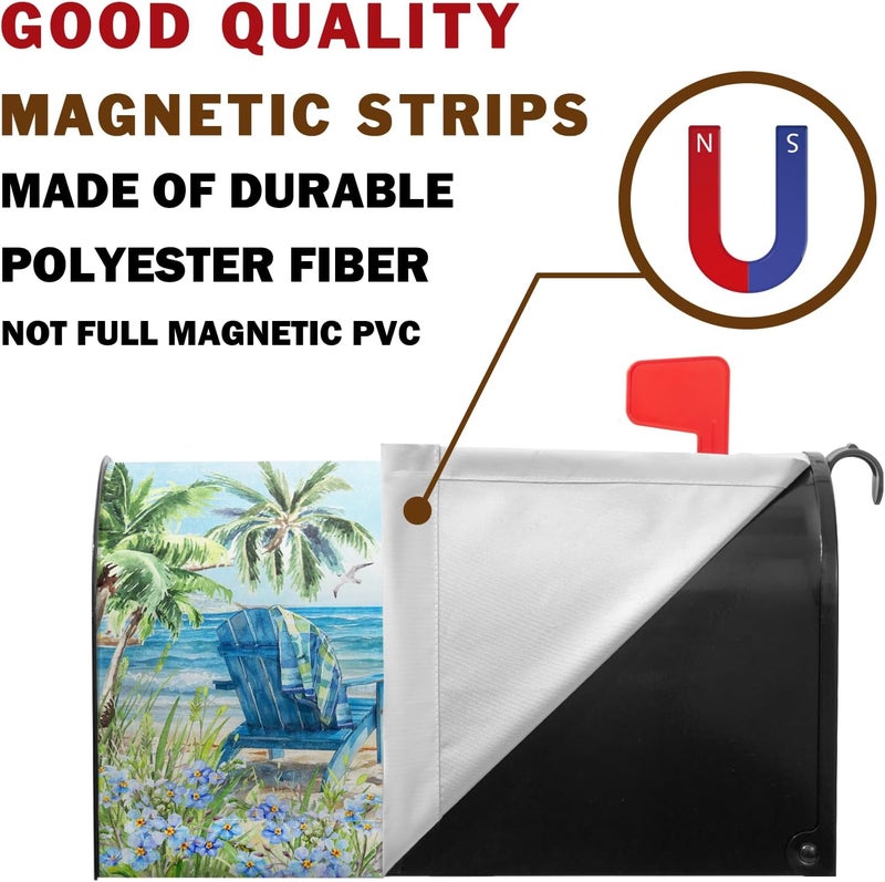 Farg Summer Beach Mailbox Covers Magnetic Nautical Ocean Sea Mailbox Cover Standard Size 21 x 18 Inch Summer Mail Box Wraps for Farmhouse Garden Yard Decor - Image 4