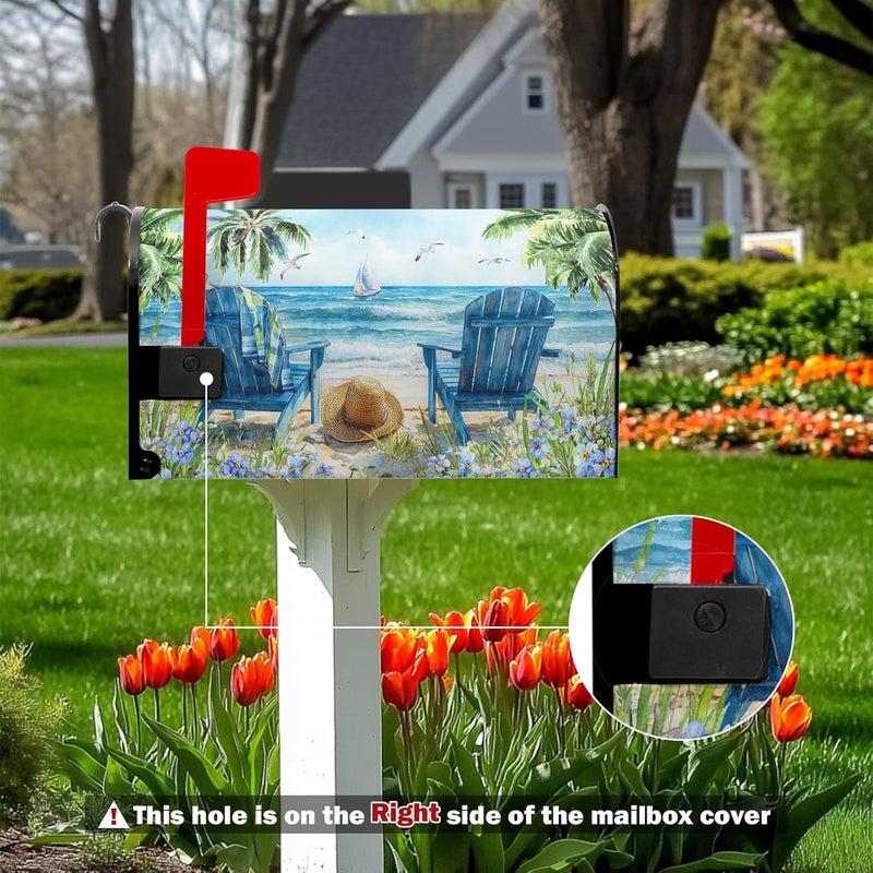 Farg Summer Beach Mailbox Covers Magnetic Nautical Ocean Sea Mailbox Cover Standard Size 21 x 18 Inch Summer Mail Box Wraps for Farmhouse Garden Yard Decor - Image 5
