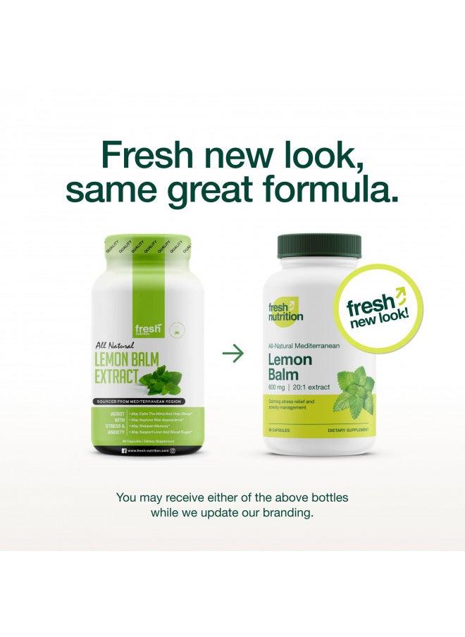 Fresh Nutrition - Fresh Nutrition Lemon Balm Extract Capsules. - Image 1