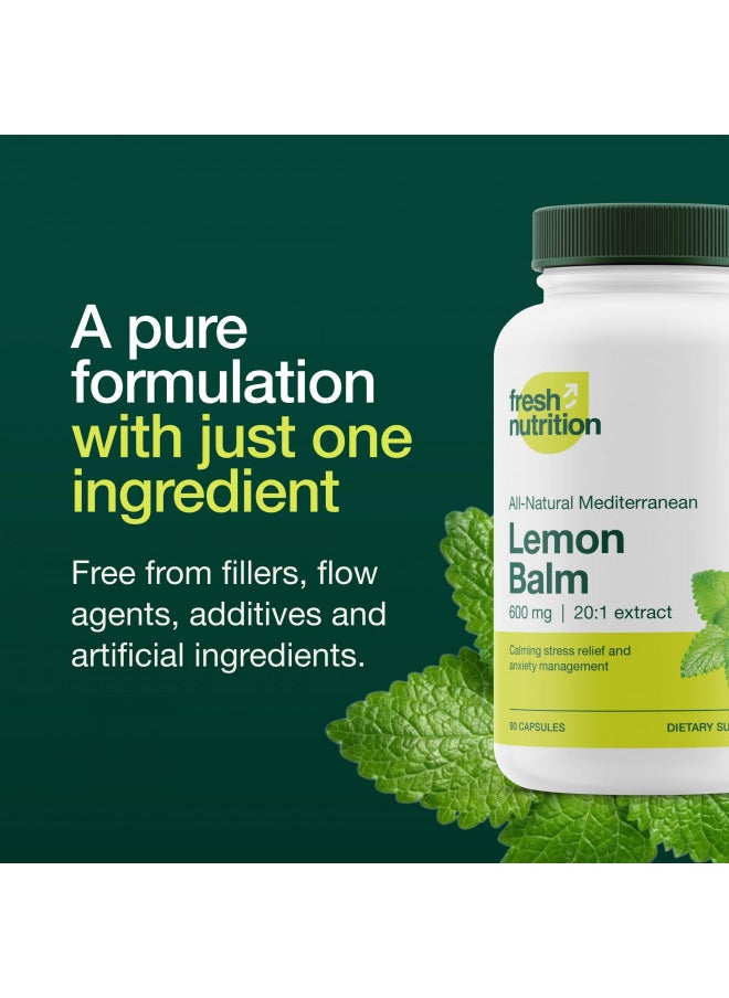 Fresh Nutrition - Fresh Nutrition Lemon Balm Extract Capsules. - Image 1
