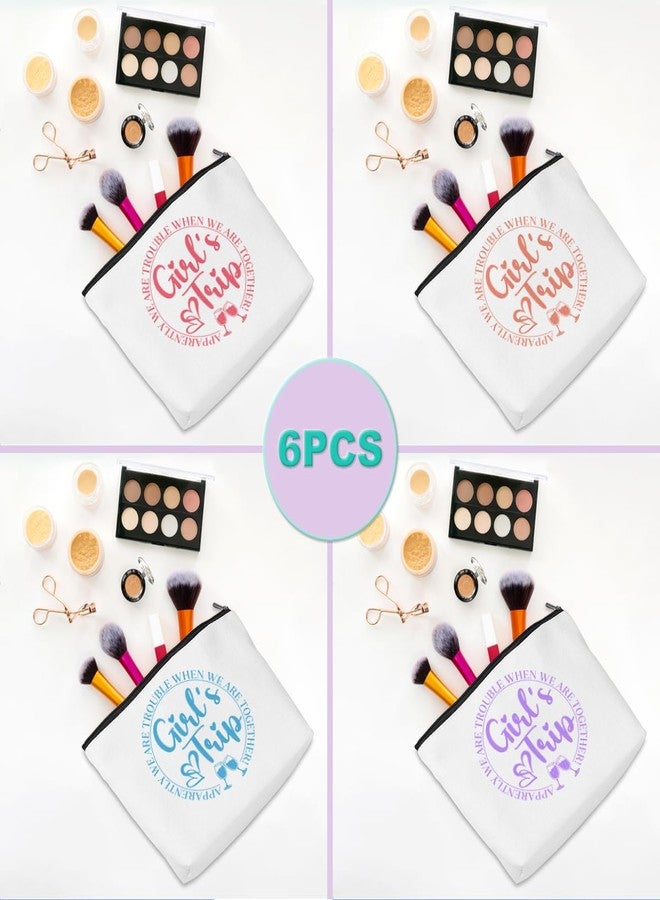 CQM 6Pcs Girls Trip Gifts Girls Weekend Makeup Bag Girls Trip 2025 Gifts Favors Summer Gifts Cosmetic Bag Toiletry Bag Zipper Pouch Weekender Bags for Women Girl Friendship Bachelorette Party Birthday - Image 3