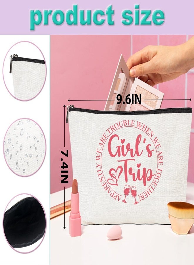 CQM 6Pcs Girls Trip Gifts Girls Weekend Makeup Bag Girls Trip 2025 Gifts Favors Summer Gifts Cosmetic Bag Toiletry Bag Zipper Pouch Weekender Bags for Women Girl Friendship Bachelorette Party Birthday - Image 2