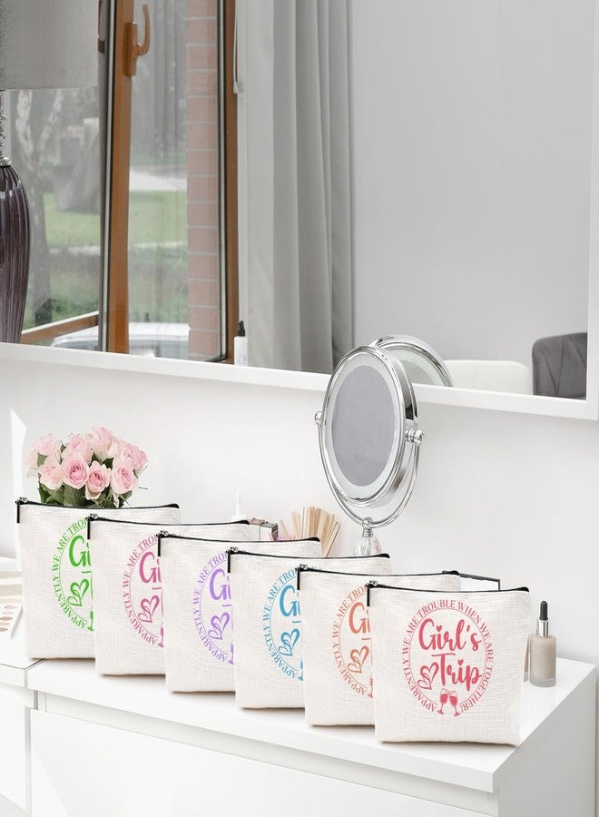 CQM 6Pcs Girls Trip Gifts Girls Weekend Makeup Bag Girls Trip 2025 Gifts Favors Summer Gifts Cosmetic Bag Toiletry Bag Zipper Pouch Weekender Bags for Women Girl Friendship Bachelorette Party Birthday - Image 4