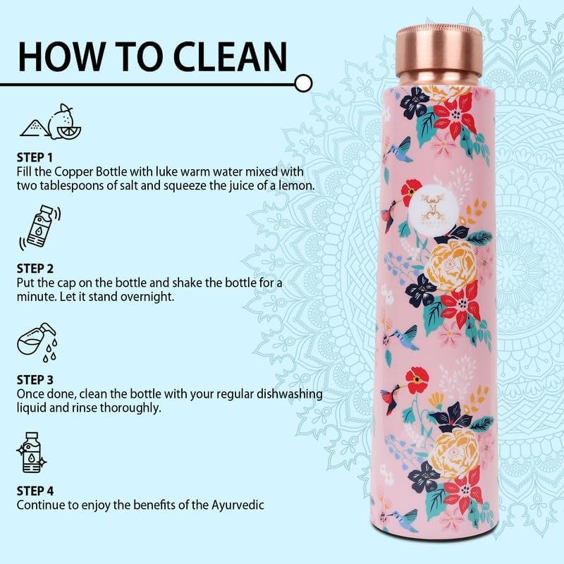 MERCAPE® MERCAPE Embrace Wellness Copper Water Bottle - Advanced Leak Proof, Joint Less Design (900ml) - Image 5