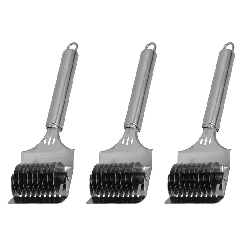 Stainless Steel Pasta Maker Set Manual Noodle Cutter Roller Spaghetti Maker 3Pcs - Image 2