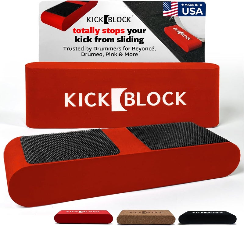 KickBlock Bass Drum Anchor – World's Best Drum Stopper for Creep and Slide Prevention – Ultra-Grip Technology – Lightweight and Portable Accessory – Brick Red - Image 1