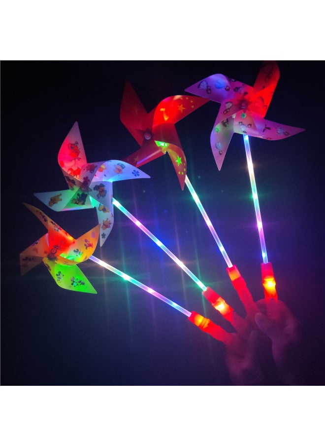 Stall Push Sweep Code Small Gifts Outdoor Kindergarten Activities Gifts Plastic Flakes Small Windmill Manufacturers Postage-Color:Fully Luminous Four-corner Cartoon Windmill With 10 Random Patterns  - Image 1