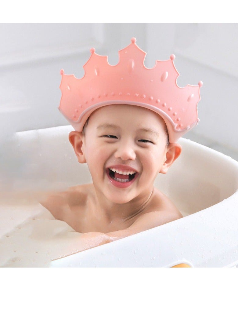 Adjustable Children Ear&Eye Protection Plastic Shower Cap Baby Shampoo Cap Crown Shape Wash Hair Shield Hat Shower Head Cover