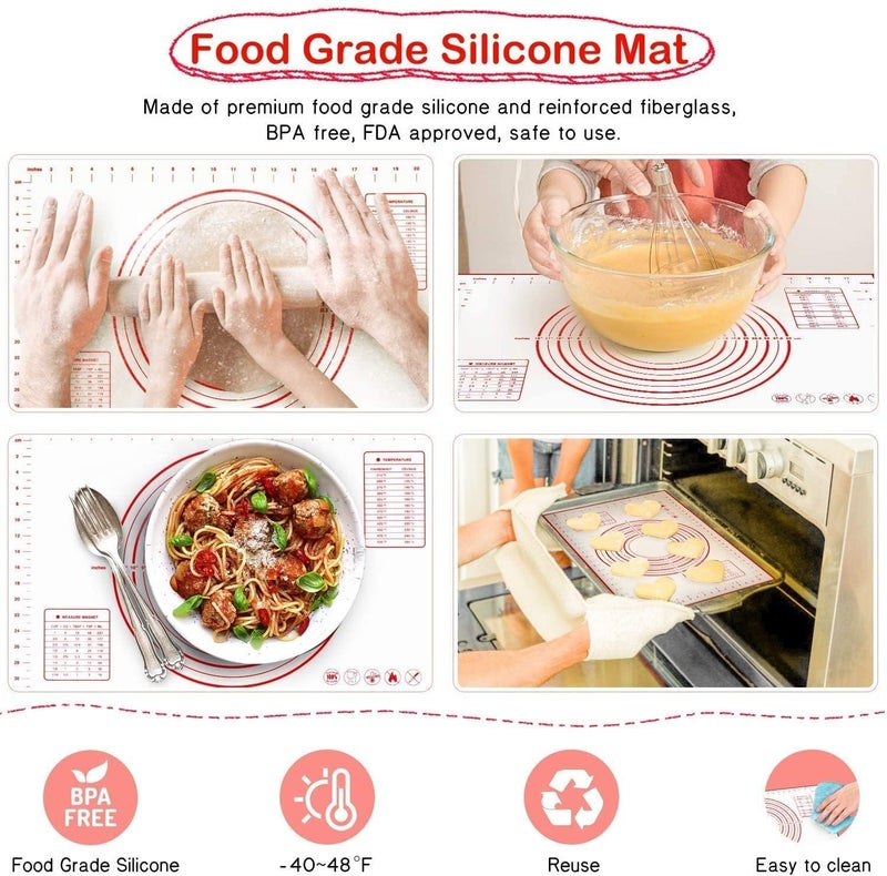 YONIMI Large Silicone Pastry Mat Extra Thick Non Stick Baking Mat with Measurement Fondant Mat Counter Mat Dough Rolling Mat Oven Liner Pie Crust Mat - Image 5