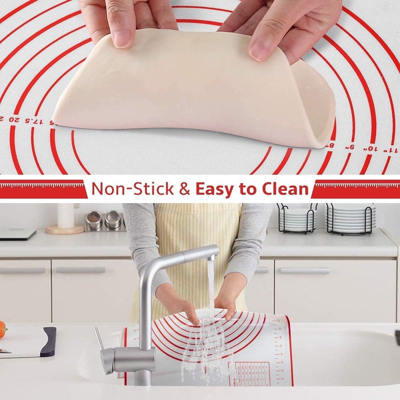 YONIMI Large Silicone Pastry Mat Extra Thick Non Stick Baking Mat with Measurement Fondant Mat Counter Mat Dough Rolling Mat Oven Liner Pie Crust Mat - Image 2