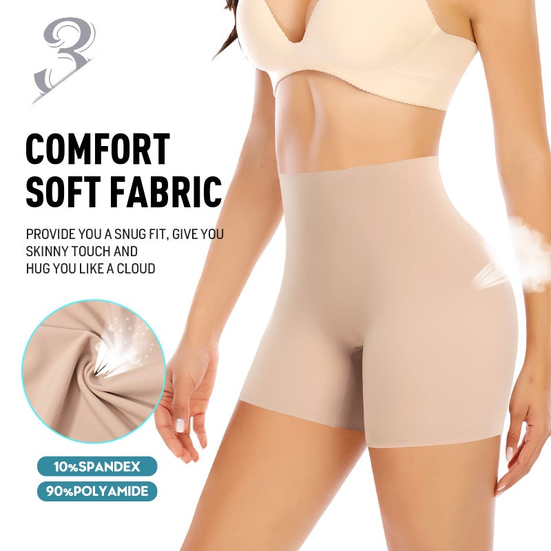 Werena Seamless Shaping Boyshorts Panties for Women Tummy Control Shapewear Under Dress Slip Shorts Underwear (#1 Long Beige-2,3XL) - Image 5
