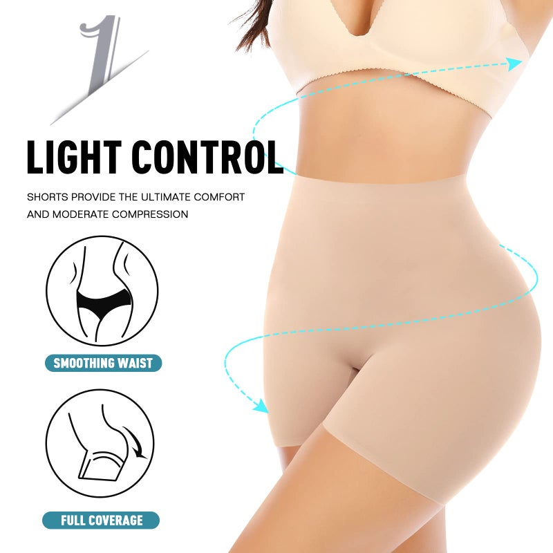 Werena Seamless Shaping Boyshorts Panties for Women Tummy Control Shapewear Under Dress Slip Shorts Underwear (#1 Long Beige-2,3XL) - Image 3