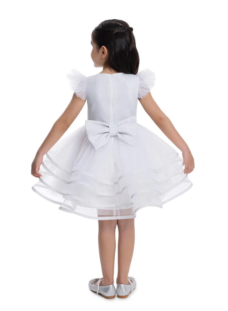 VIA BAMBINO White Tiered Ruffle Dress