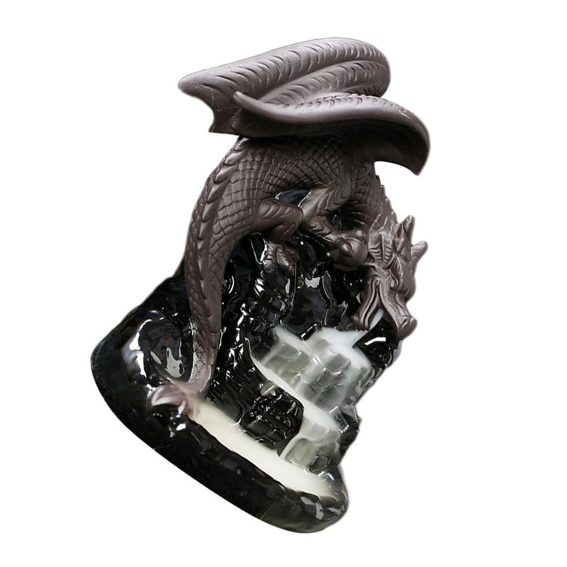 Ceramic Backflow Censer Dragons Incense Burner Desktop Decor - Image 1