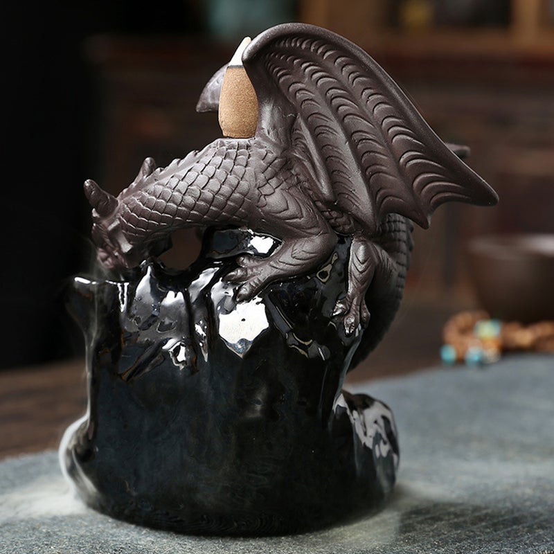 Ceramic Backflow Censer Dragons Incense Burner Desktop Decor - Image 2