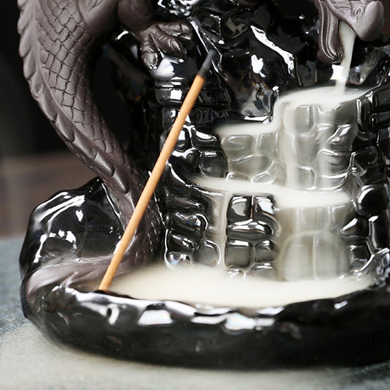 Ceramic Backflow Censer Dragons Incense Burner Desktop Decor - Image 3