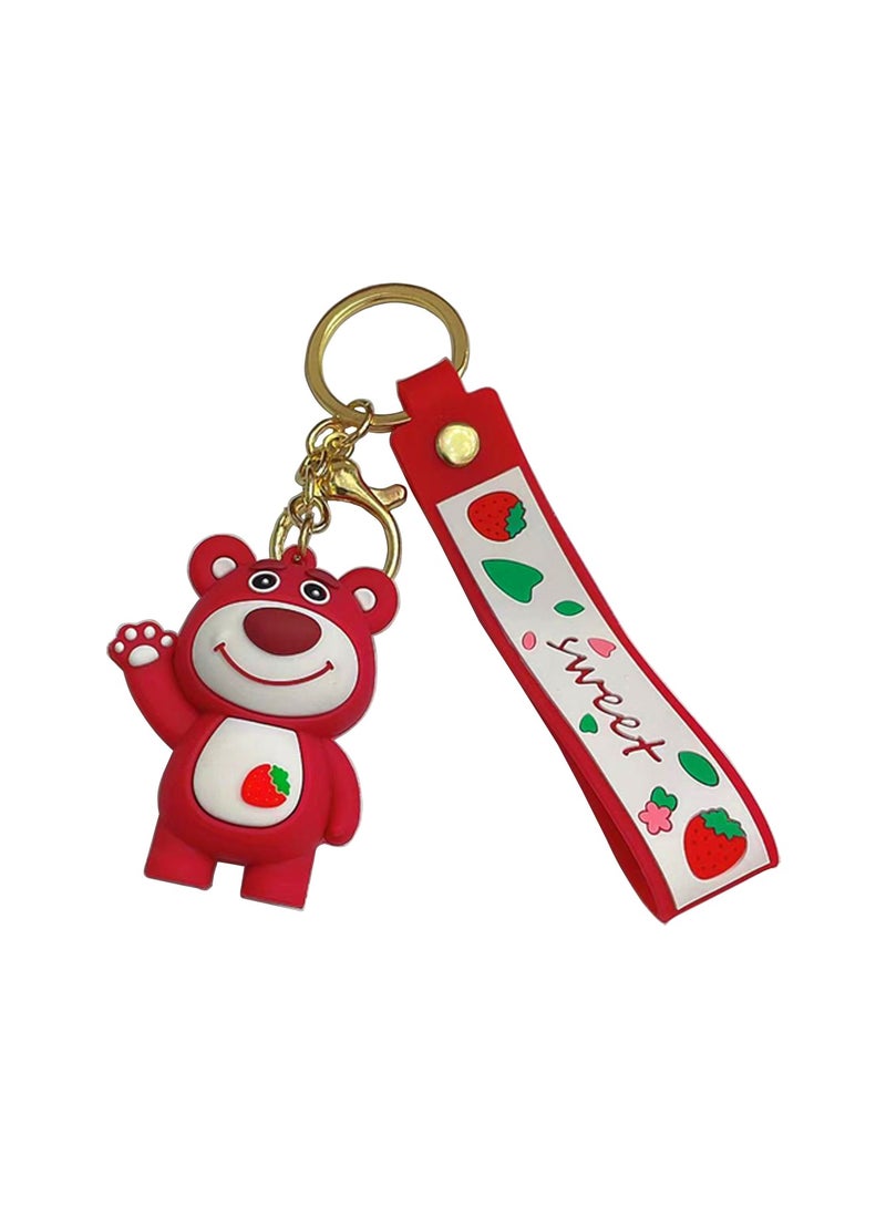 برين جيجلز قهقهات الدماغ kawaii سلاسل المفاتيح للفتيات لطيف قلادة الكرتون keyrings أنيمي دمية سيليكون مفتاح حامل لحقيبة المجوهرات سيارة كيرينغ هدية عيد ميلاد (دب الفراولة) - Image 1