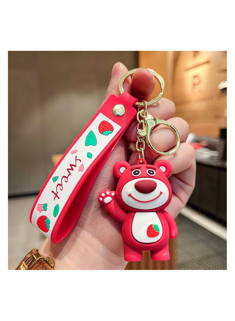 برين جيجلز قهقهات الدماغ kawaii سلاسل المفاتيح للفتيات لطيف قلادة الكرتون keyrings أنيمي دمية سيليكون مفتاح حامل لحقيبة المجوهرات سيارة كيرينغ هدية عيد ميلاد (دب الفراولة) - Image 2